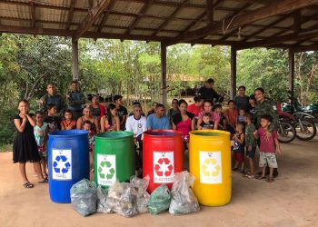 Ideflor-Bio e Polícia Militar instalam ponto de coleta de resíduos na Flota Trombetas